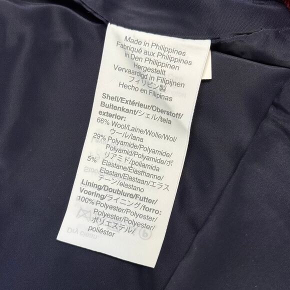 J. Crew High Rise Cameron Red Tartan Plaid Wool Pants Women's Size 4T TALL - Picture 9 of 12